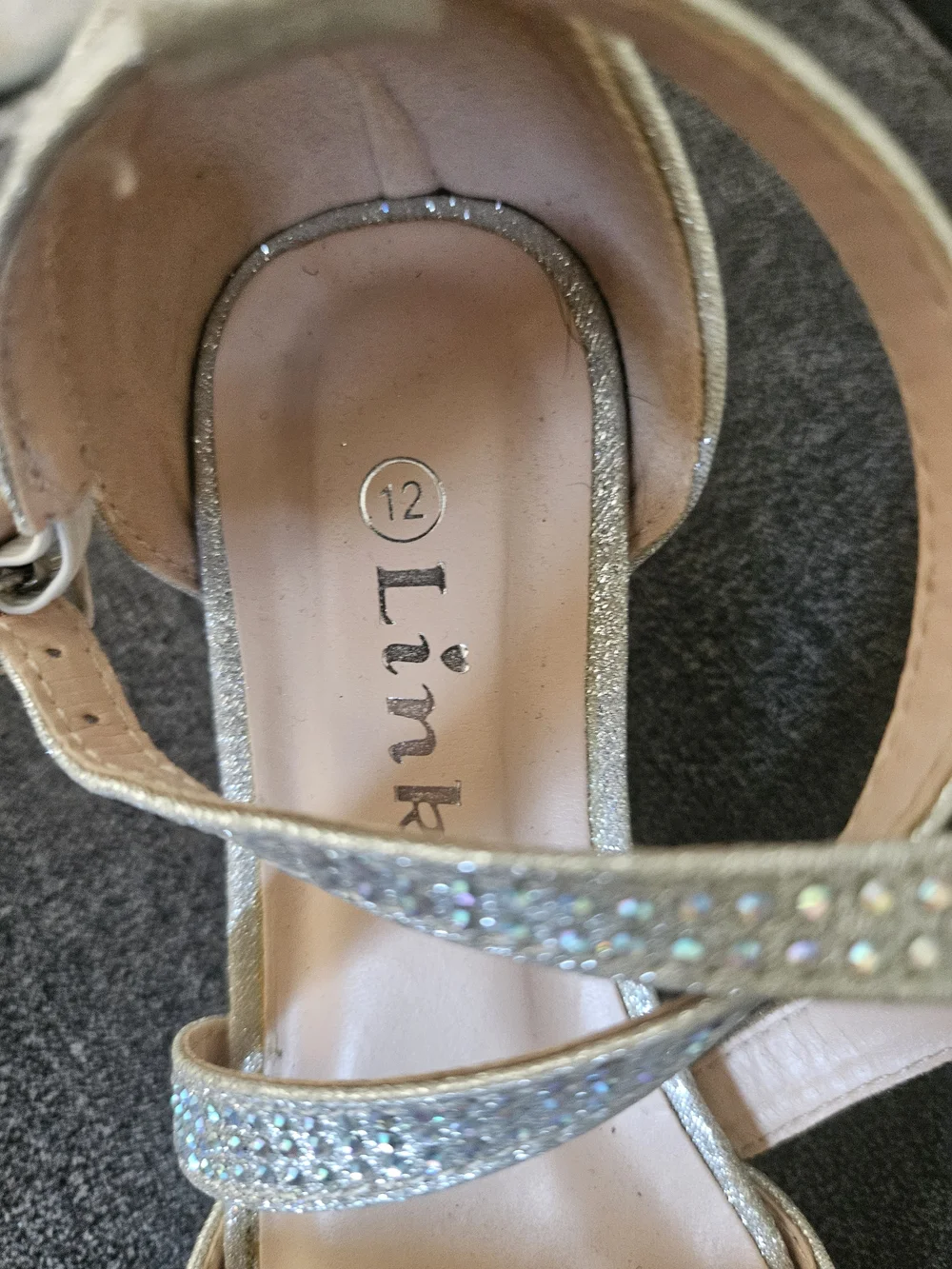 Girls' Silver Rhinestone Dress Sandals - Size 12
